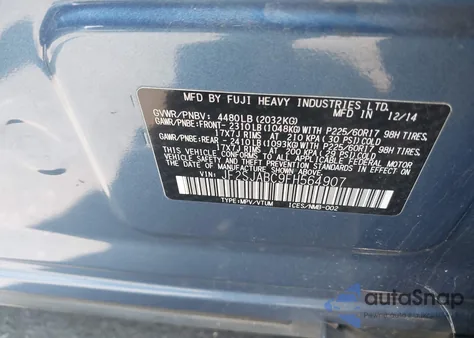 2015 Subaru Forester 2.5I from USA, damaged, VIN JF2SJABC9FH564907